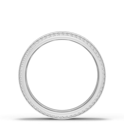 Bevel Edge Diamond Wedding Band in Brushed Finish - 7mm