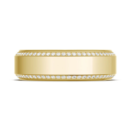 Bevel Edge Diamond Wedding Band in High Polish - 7mm