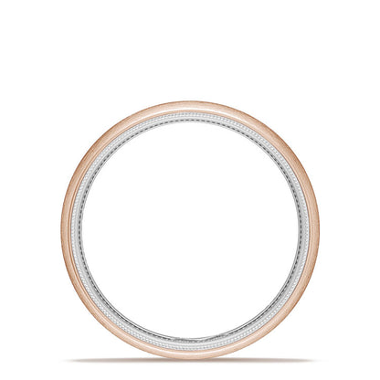 Classic Two-Tone Rounded Wedding Band in Brushed Finish