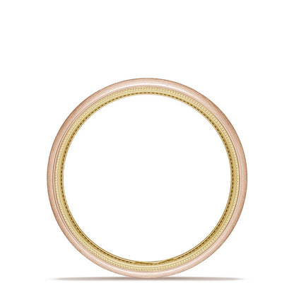 Classic Two-Tone Rounded Wedding Band in Brushed Finish