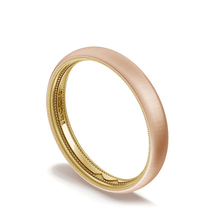 Classic Two-Tone Rounded Wedding Band in Satin Finish
