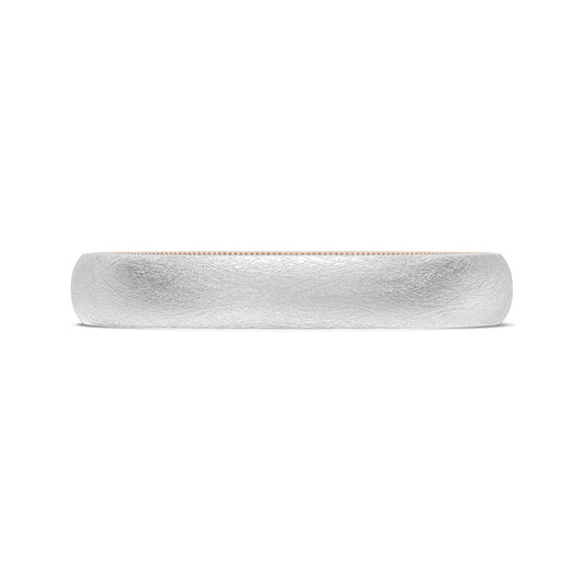 Classic Two-Tone Rounded Wedding Band in Brushed Finish
