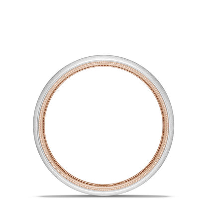 Classic Two-Tone Rounded Wedding Band in Brushed Finish