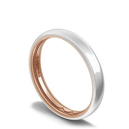 Classic Two-Tone Rounded Wedding Band in High Polish