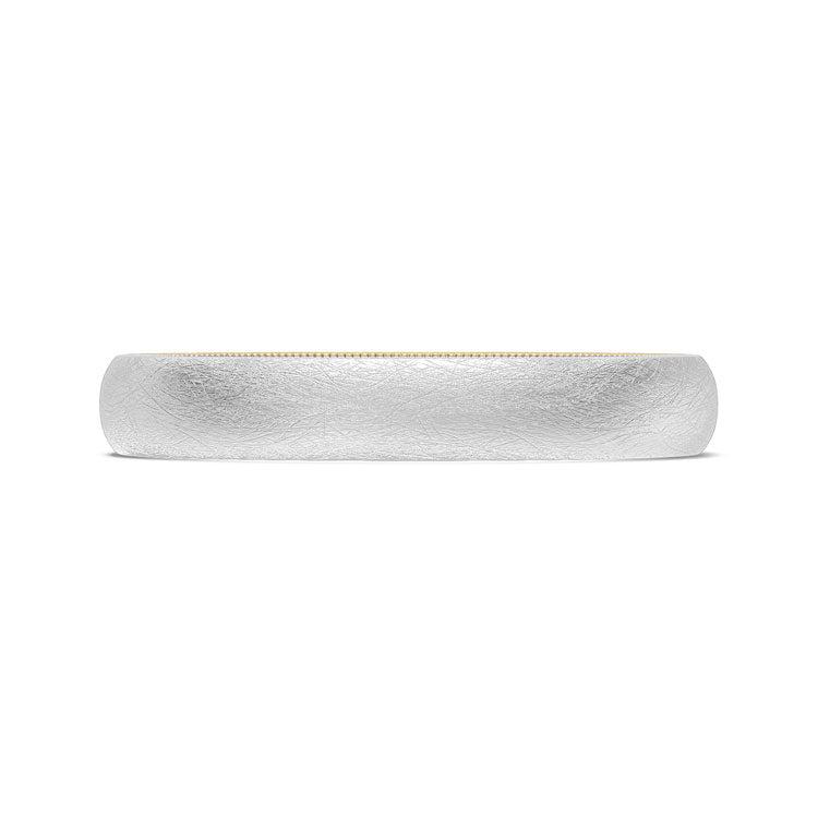 Classic Two-Tone Rounded Wedding Band in Brushed Finish