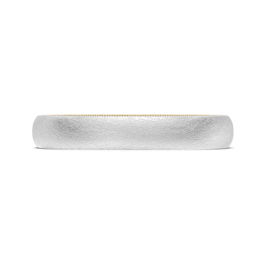 Classic Two-Tone Rounded Wedding Band in Brushed Finish