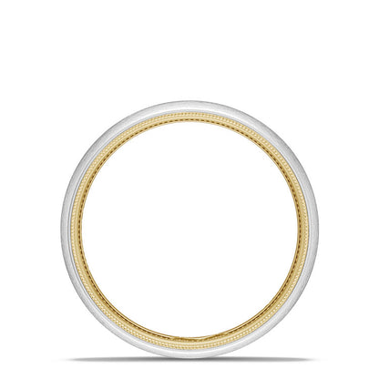 Classic Two-Tone Rounded Wedding Band in Brushed Finish