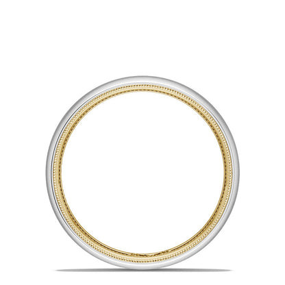 Classic Two-Tone Rounded Wedding Band in Satin Finish