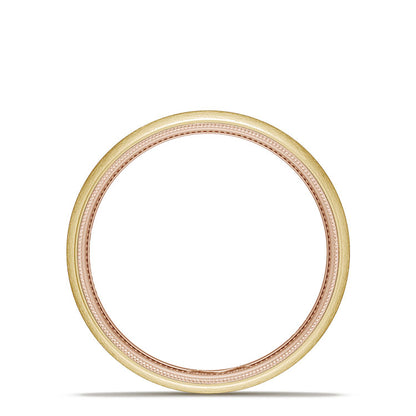 Classic Two-Tone Rounded Wedding Band in Brushed Finish