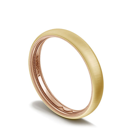Classic Two-Tone Rounded Wedding Band in Satin Finish