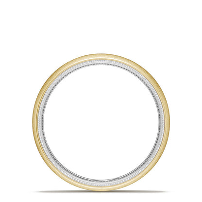 Classic Two-Tone Rounded Wedding Band in Brushed Finish