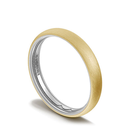 Classic Two-Tone Rounded Wedding Band in Brushed Finish