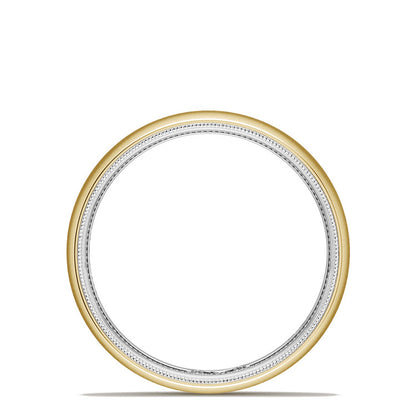 Classic Two-Tone Rounded Wedding Band in Satin Finish