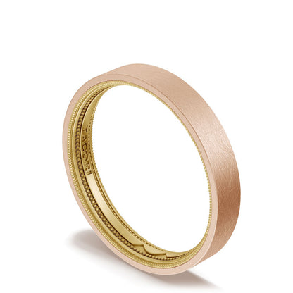 Classic Two-Tone Flat Wedding Band in Brushed Finish