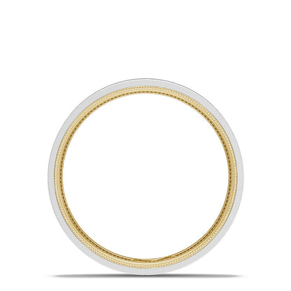 Classic Two-Tone Flat Wedding Band in Brushed Finish