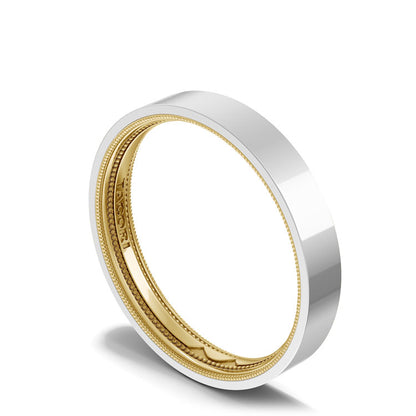 Classic Two-Tone Flat Wedding Band in High Polish
