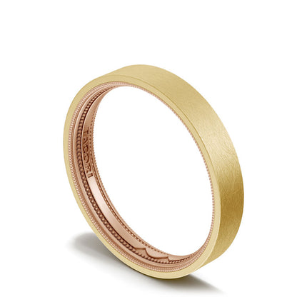 Classic Two-Tone Flat Wedding Band in Brushed Finish