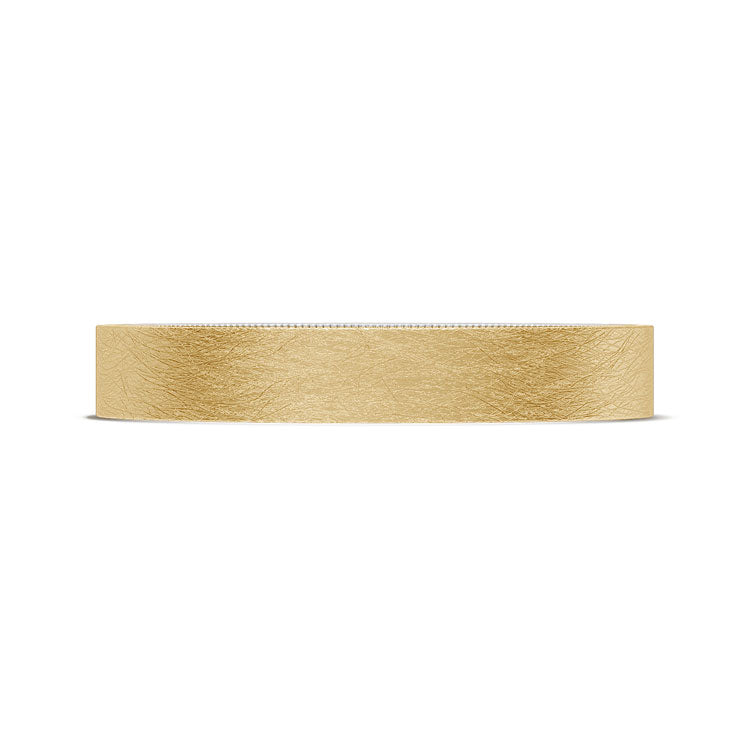 Classic Two-Tone Flat Wedding Band in Brushed Finish