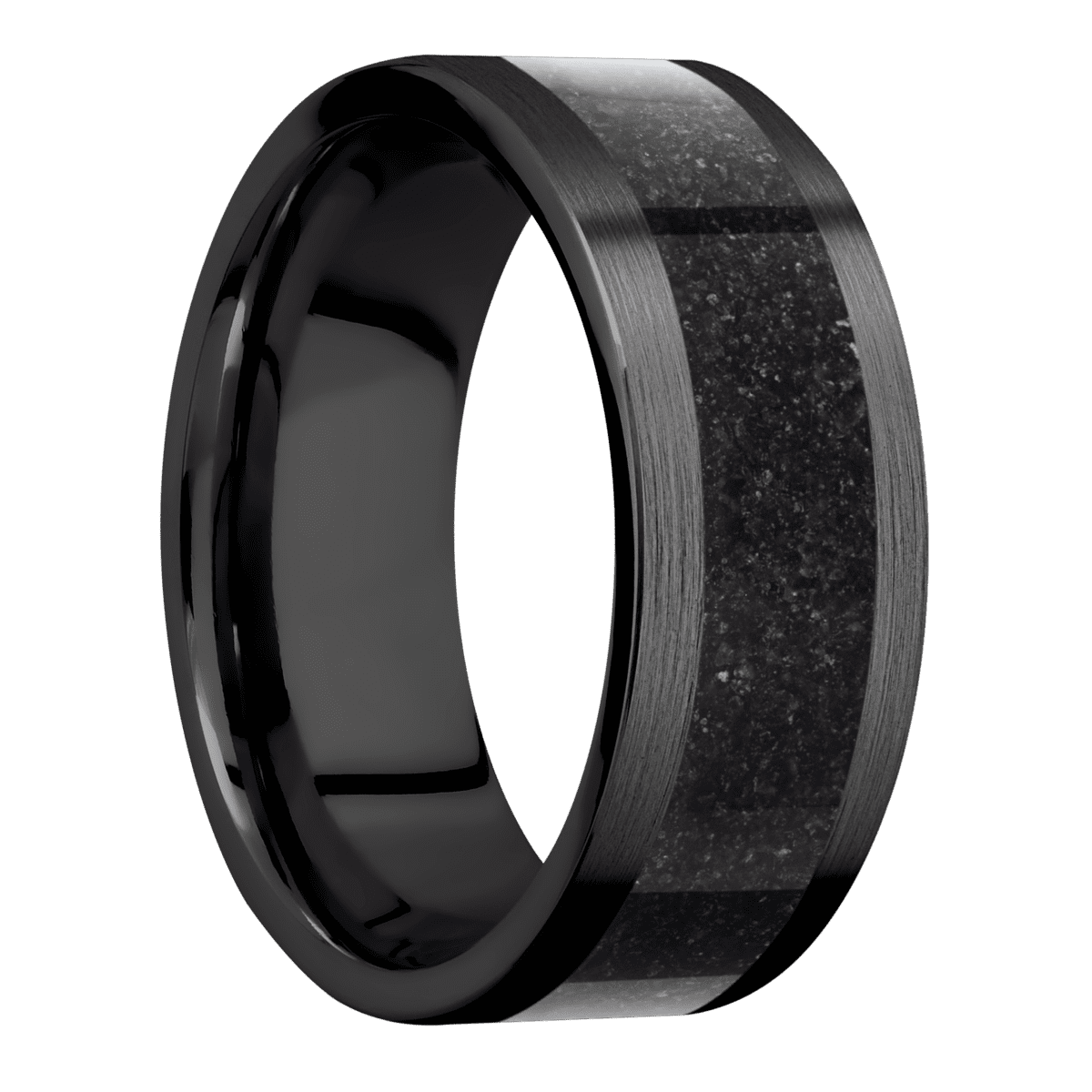 Zirconium with Satin Finish and Dinosaur Bone Black Inlay