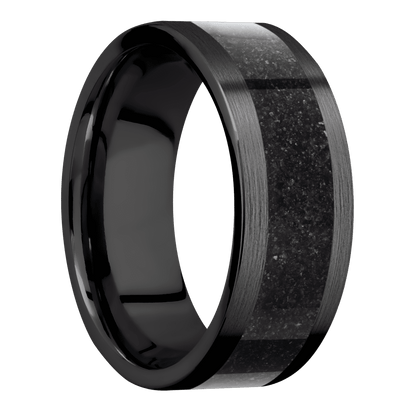 Zirconium with Satin Finish and Dinosaur Bone Black Inlay