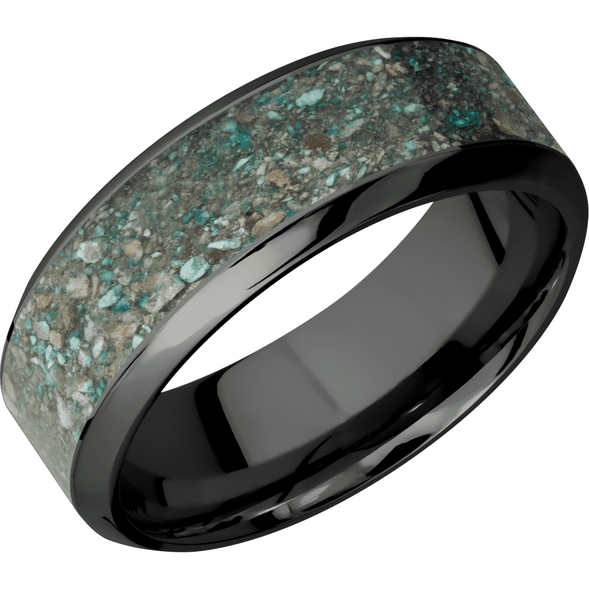 Zirconium with Polish , Polish Finish and Ocean Jasper Inlay