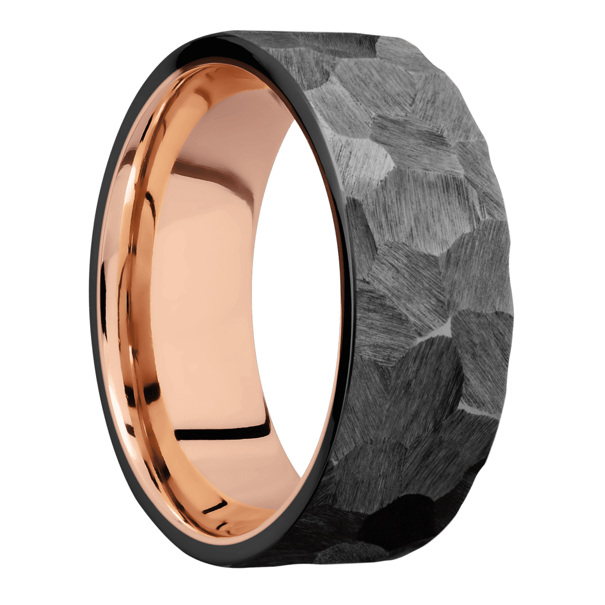 Zirconium with Rock Finish and 14K Rose Gold