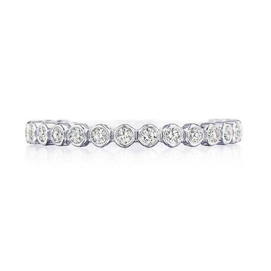 Round Bezel Droplet Wedding Band with Diamond