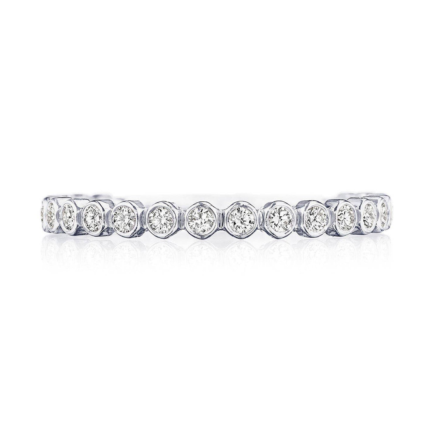 Round Bezel Droplet Wedding Band with Diamond