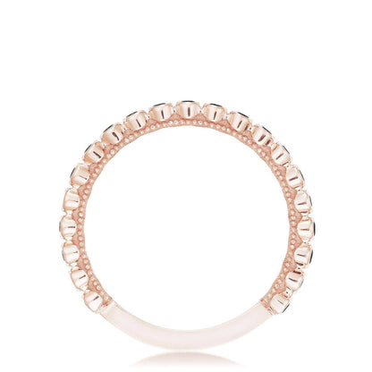 Round Bezel Droplet Wedding Band with Black Diamond