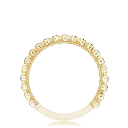 Round Bezel Droplet Wedding Band with Black Diamond