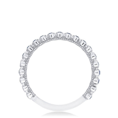 Round Bezel Droplet Wedding Band with Sapphire