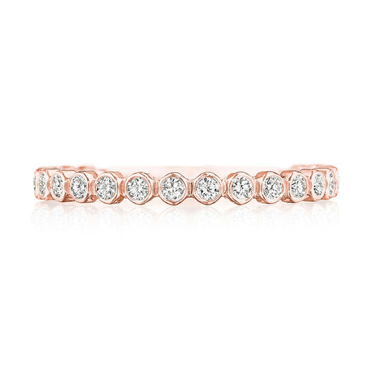 Round Bezel Droplet Wedding Band with Diamond