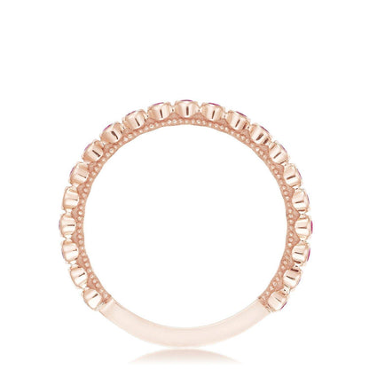 Round Bezel Droplet Wedding Band with Pink Sapphire