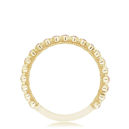 Round Bezel Droplet Wedding Band with Ruby