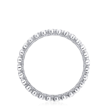 Round Bezel Droplet Wedding Band with Sapphire