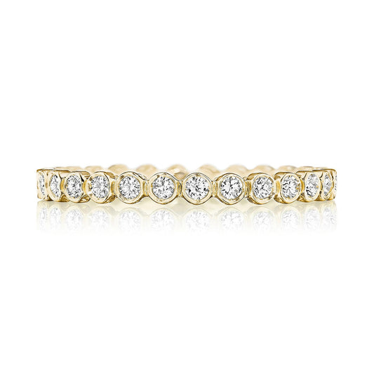 Round Bezel Droplet Wedding Band with Diamond