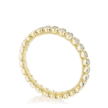 Round Bezel Droplet Wedding Band with Diamond