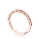 Round Bezel Droplet Wedding Band with Pink Sapphire