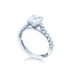 Tacori 18k White Gold Sculpted Crescent Princess Diamond Engagement Ring Setting (0.2 CTW)