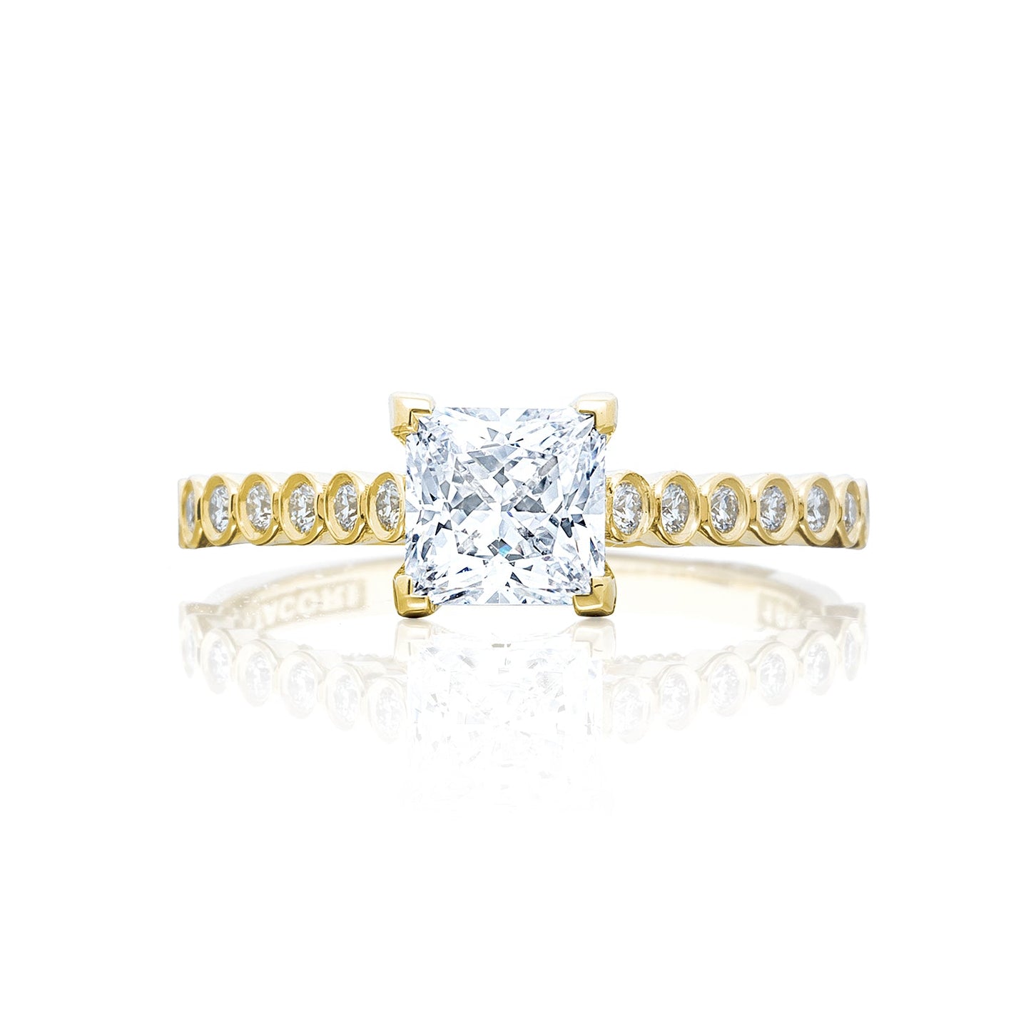 Tacori 18k Yellow Gold Sculpted Crescent Princess Diamond Engagement Ring Setting (0.2 CTW)