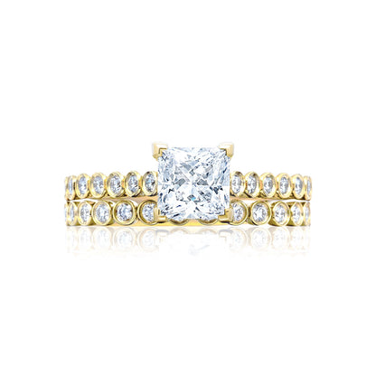 Tacori 18k Yellow Gold Sculpted Crescent Princess Diamond Engagement Ring Setting (0.2 CTW)