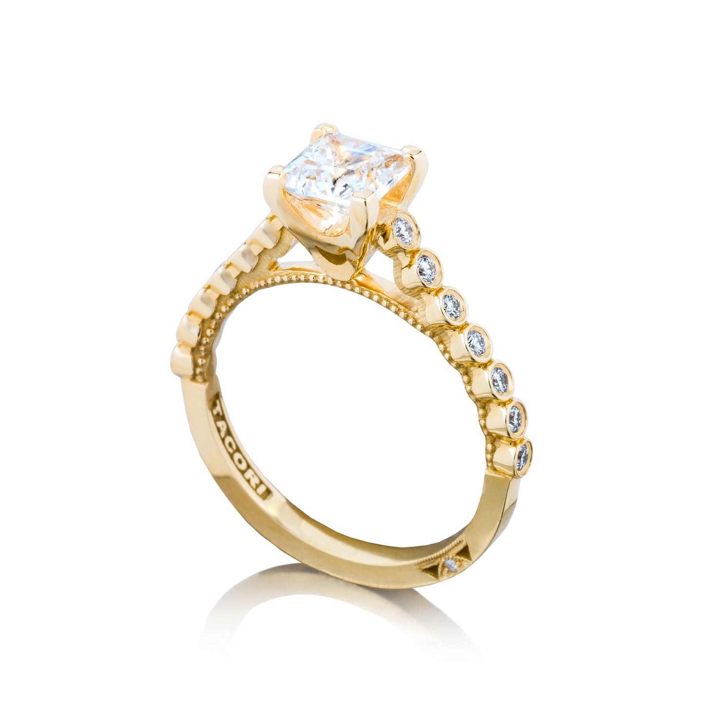 Tacori 18k Yellow Gold Sculpted Crescent Princess Diamond Engagement Ring Setting (0.2 CTW)