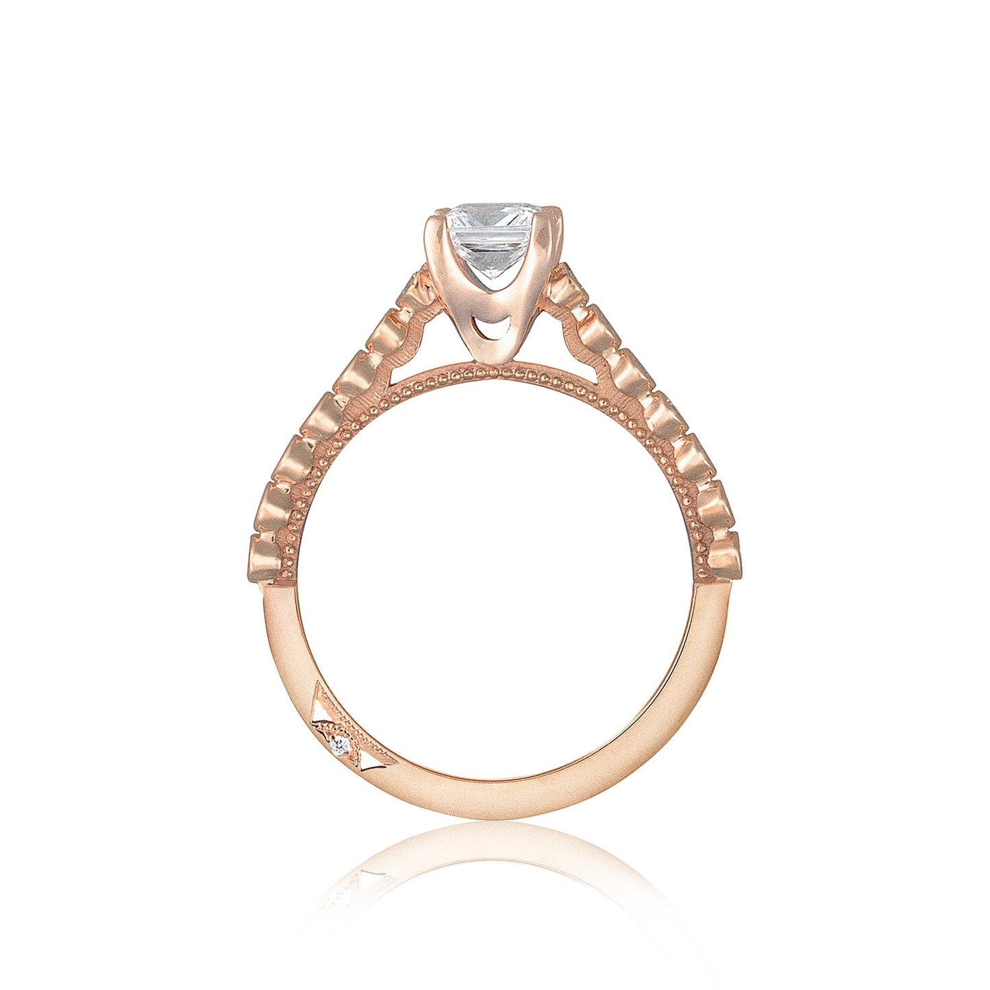 Tacori 18k Rose Gold Sculpted Crescent Princess Diamond Engagement Ring Setting (0.2 CTW)