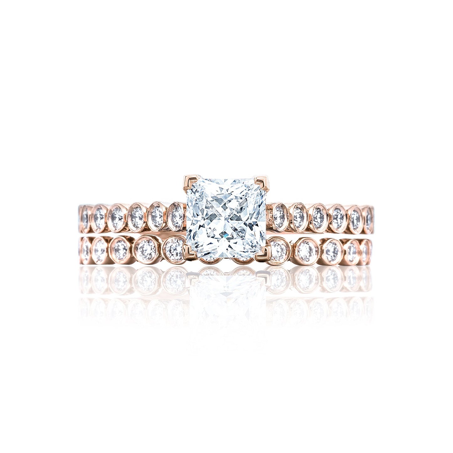 Tacori 18k Rose Gold Sculpted Crescent Princess Diamond Engagement Ring Setting (0.2 CTW)