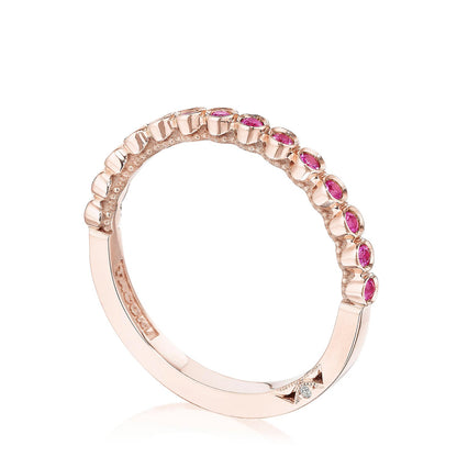 Round Bezel Droplet Wedding Band with Ruby