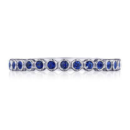 Round Bezel Droplet Wedding Band with Sapphire