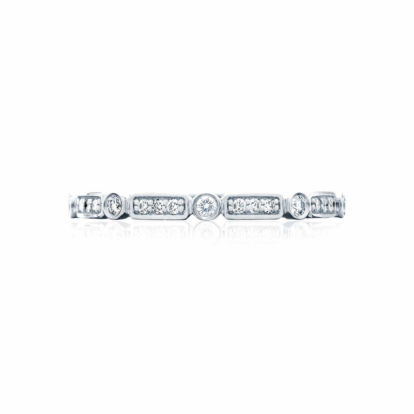 Tacori 18k White Gold Sculpted Crescent Diamond Eternity Wedding Band (0.27 CTW)