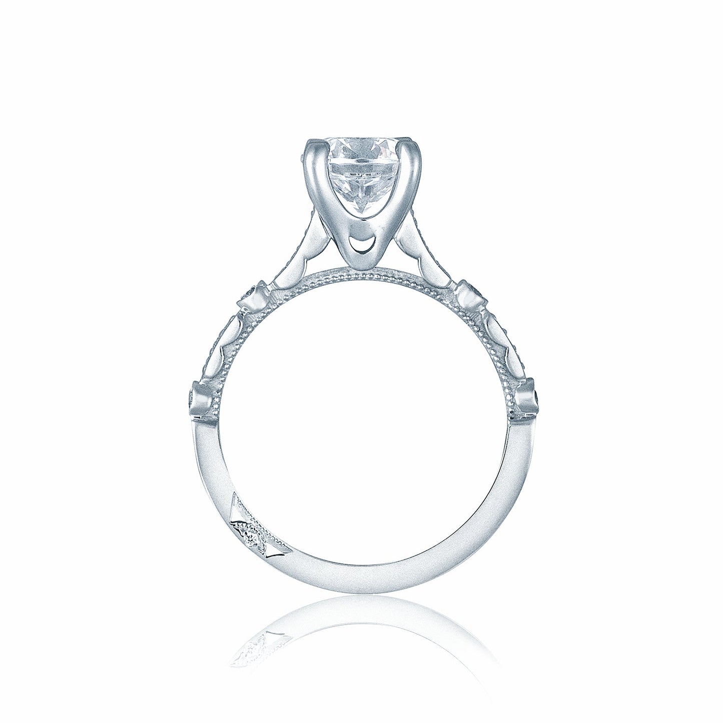 Tacori 18k White Gold Sculpted Crescent Princess Diamond Engagement Ring Setting (0.15 CTW)