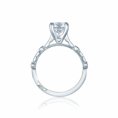 Tacori 18k White Gold Sculpted Crescent Princess Diamond Engagement Ring Setting (0.15 CTW)