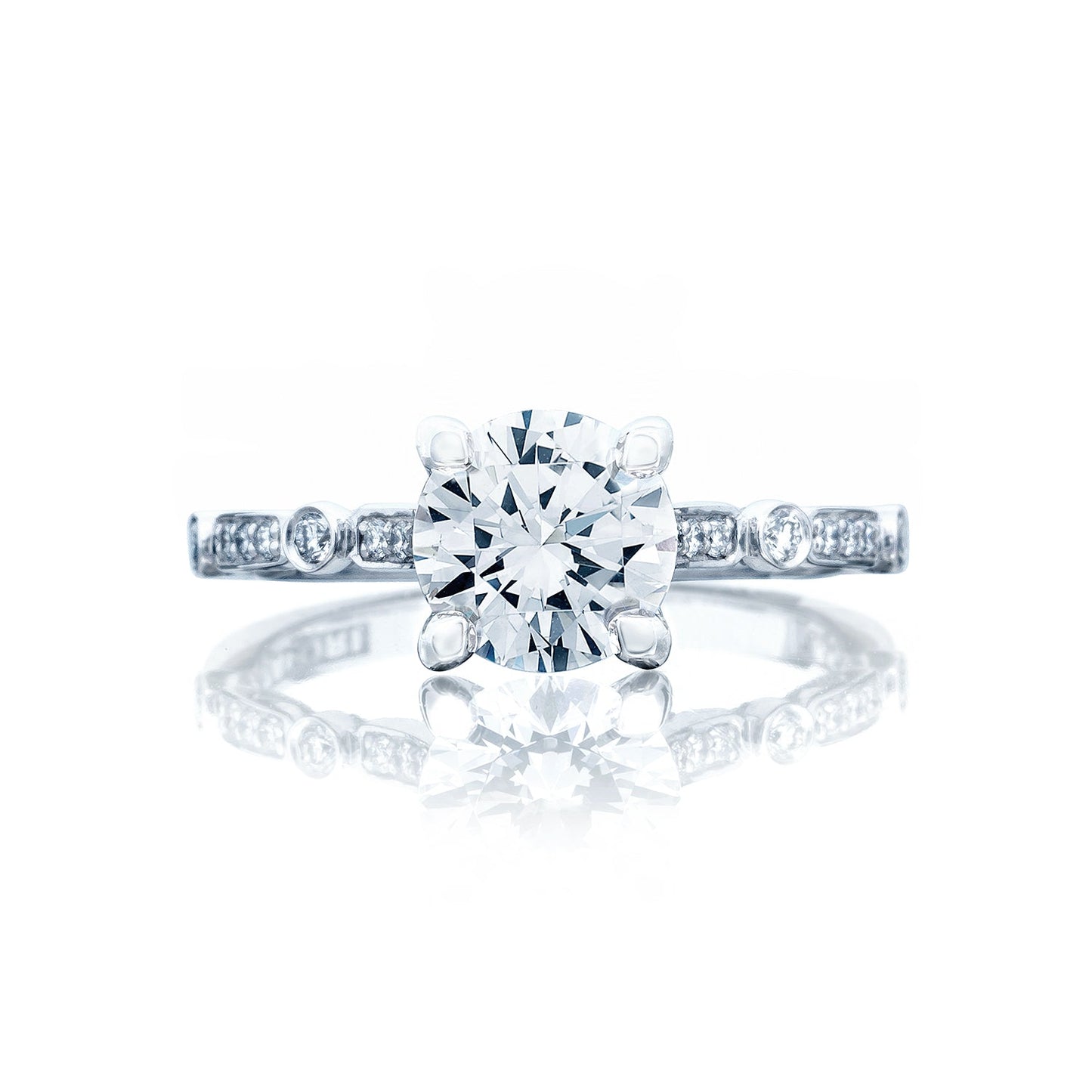 Tacori 18k White Gold Sculpted Crescent Round Diamond Engagement Ring Setting (0.15 CTW)